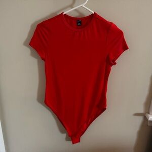 SHEIN Red Short Sleeve Bodysuit Size Petite Large